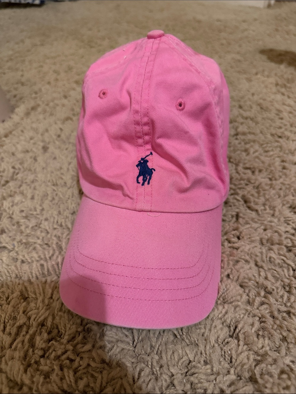 Ralph Lauren Pink Baseball Cap with Navy Polo Logo